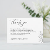 葬儀の後の白黒シンプル悔やみや弔慰 サンキューカード (スタンド正面)