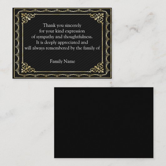 葬儀の後の美しい金ゴールドのフレームありがとう ノートカード (正面/裏面)