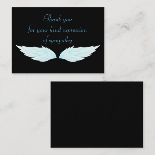 葬儀の後の翼の青い白サンキューカード ノートカード (正面/裏面)