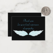 葬儀の後の翼の青い白サンキューカード ノートカード (正面/裏面インサイチュ)