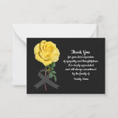 葬儀の後の黄色いバラのサンキューカード ノートカード (正面)