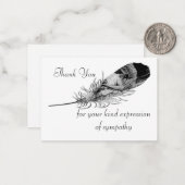 葬儀の後の黒い羽毛サンキューカード ノートカード (正面/裏面インサイチュ)