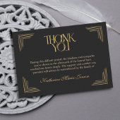 葬儀の後の黒シンプルと金ゴールド悔やみや弔慰 サンキューカード
