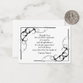 葬儀の後の黒花分けサンキューカード ノートカード (正面/裏面インサイチュ)