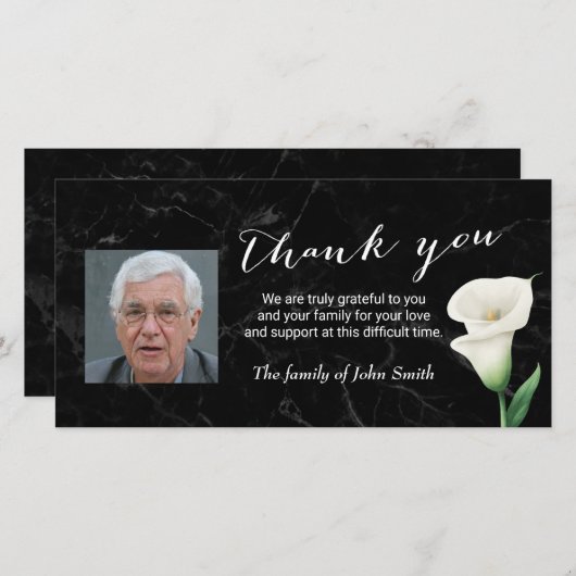 葬儀の後フローラ記念写真ありがとう サンキューカード (正面/裏面)