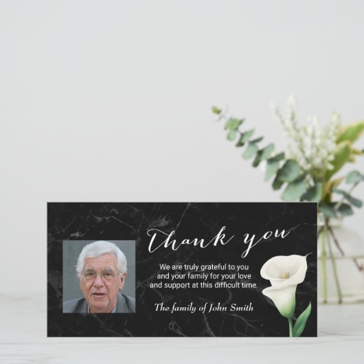 葬儀の後フローラ記念写真ありがとう サンキューカード (スタンド正面)