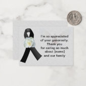 葬儀の後黒いリボンに白いバラが ノートカード (正面/裏面インサイチュ)