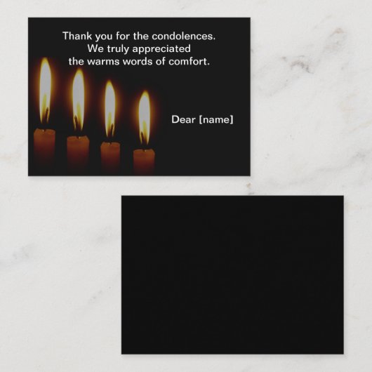葬儀の後、ロウソクの明かりが暗くなるサンキューカード ノートカード (正面/裏面)