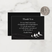 葬儀の後、黒い白い木にサンキューカード ノートカード (正面/裏面インサイチュ)