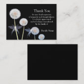 葬儀の後、黒のダンデリオンがサンキューカード ノートカード (正面/裏面)