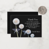 葬儀の後、黒のダンデリオンがサンキューカード ノートカード (正面/裏面インサイチュ)