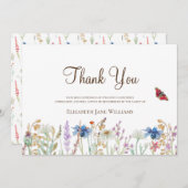 葬儀の忌引きワイルドフラワーありがとう サンキューカード (正面/裏面)