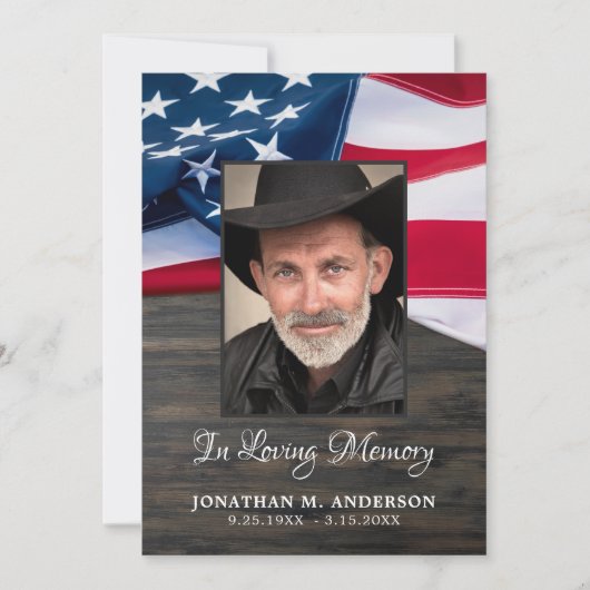 葬儀の愛国心退役軍人アメリカ国旗 サンキューカード (正面)