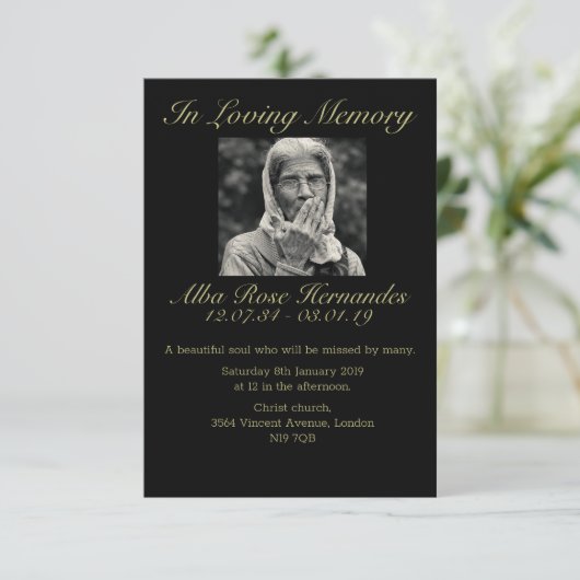 葬儀の招待状 出欠カード (スタンド正面)