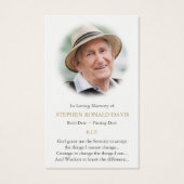 葬儀の損失の仮定メアリー祈りの言葉同情カード (裏面)