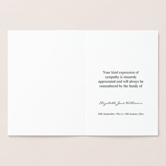 葬儀の死別クロスとボーダーありがとう 箔カード (内部)