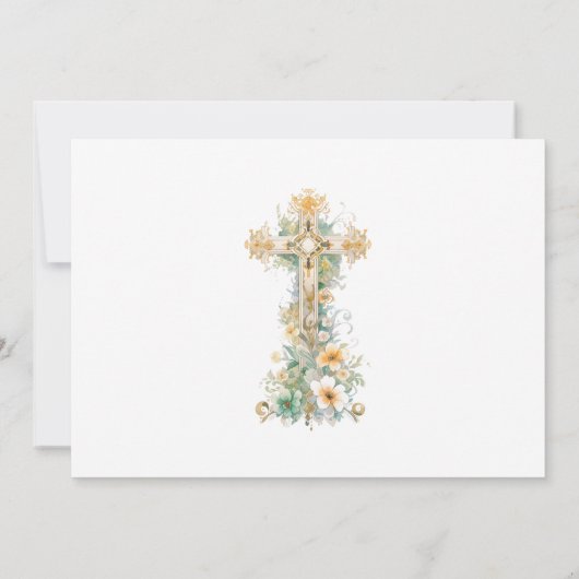 葬儀の死別シンプルフローラクロスありがとう サンキューカード (裏面)