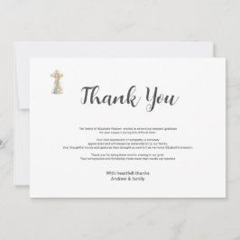 葬儀の死別シンプルフローラクロスありがとう サンキューカード