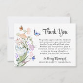 葬儀の水の色ワイルドフラワーバタフライサンキュー サンキューカード (正面)