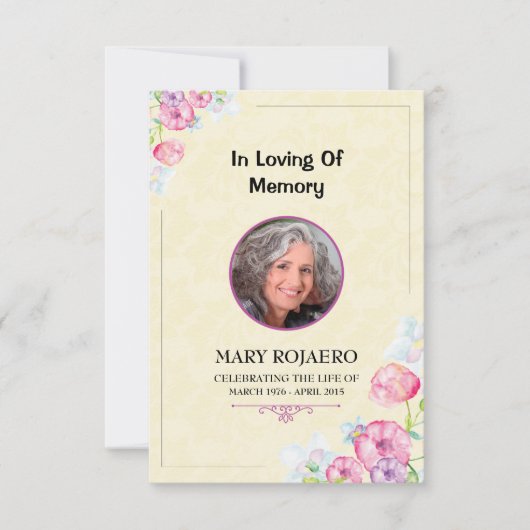 葬儀の番組表 招待状 (正面)