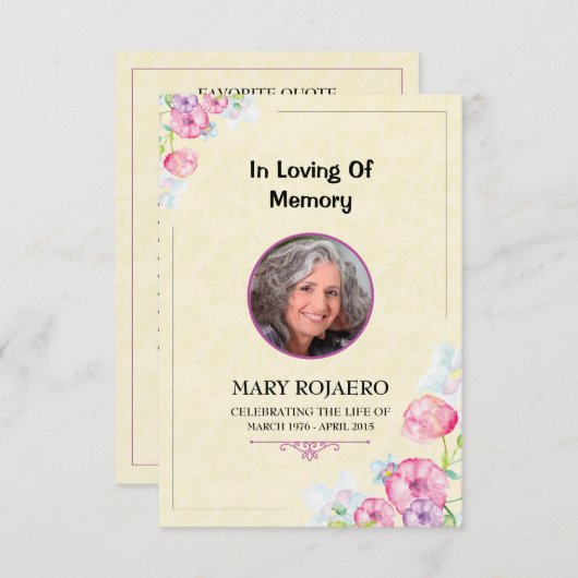 葬儀の番組表 招待状 (正面/裏面)