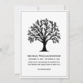葬儀の白黒の生命の木 サンキューカード (正面)