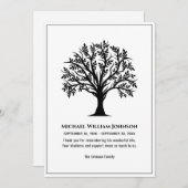葬儀の白黒の生命の木 サンキューカード (正面/裏面)
