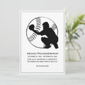 葬儀の白黒ベースボールキャッチャー サンキューカード (スタンド正面)