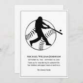 葬儀の白黒ベースボールバッター サンキューカード (正面/裏面)