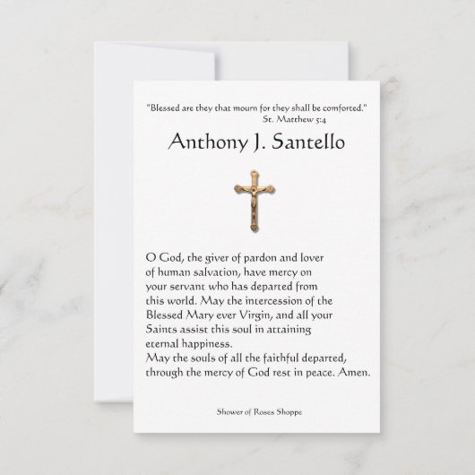 葬儀の祈りの言葉カード|宗教記念物 案内状 (裏面)