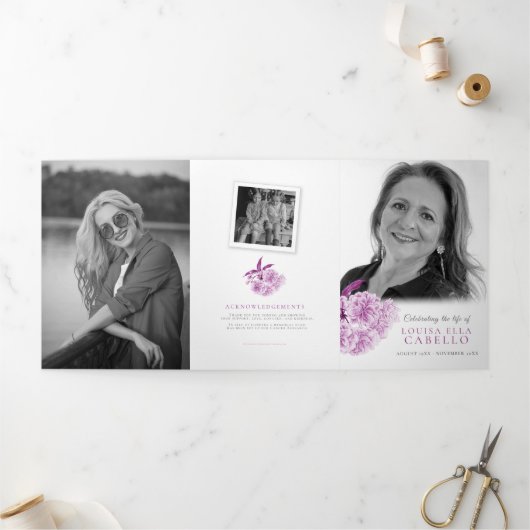 葬儀の紫色の花写真 三つ折りプログラム (外部)