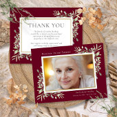 葬儀の緑のバーガンディ写真 サンキューカード