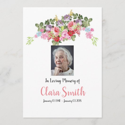 葬儀の花の祈りの言葉カード プログラム (正面)