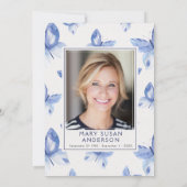 葬儀の蝶の写真の発表 招待状 (裏面)