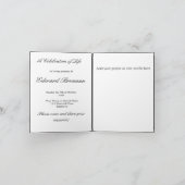 葬儀の記念のシンプルな白黒写真カード 招待状 (内部)