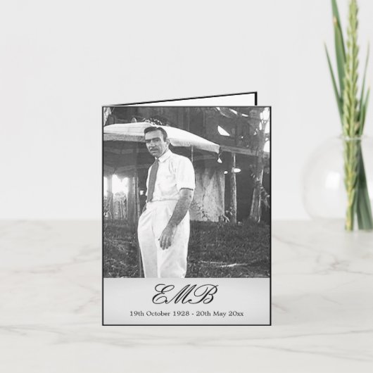 葬儀の記念のシンプルな白黒写真カード 招待状 (正面)