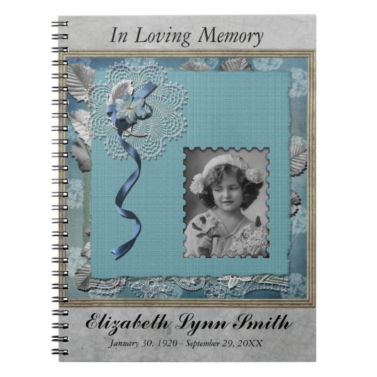 葬儀の記念のパーソナライズな写真のゲストブック ノートブック (正面)