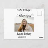 葬儀の記念の愛情の中で年を追加 ポストカード (裏面)