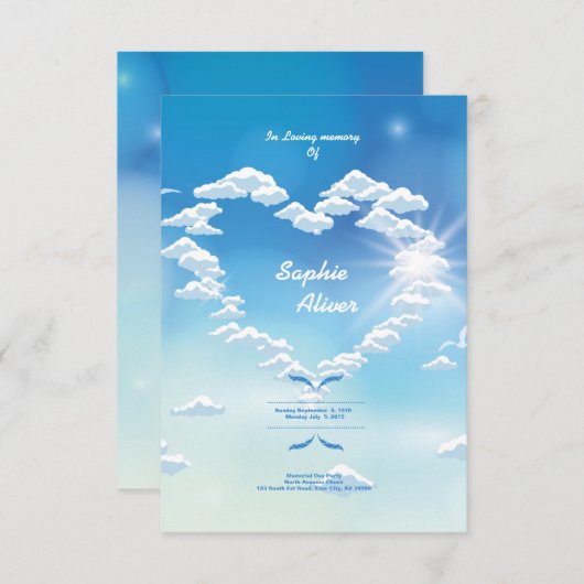 葬儀の記念の祈りの言葉カード 招待状 (正面/裏面)