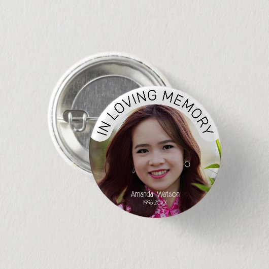 葬儀の記念写真追悼式 缶バッジ (正面&裏面)
