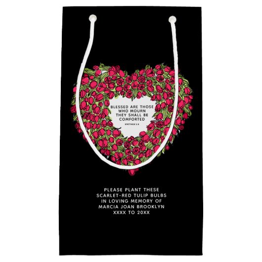 葬儀の記念品工場の赤いチューリップ球根の好意 スモールペーパーバッグ (正面)