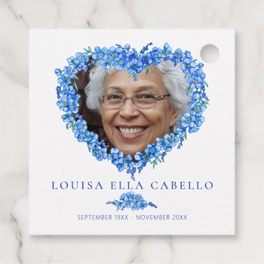 葬儀の記念忘れ贈り物の青いme-not-seed フェイバータグ (裏面)