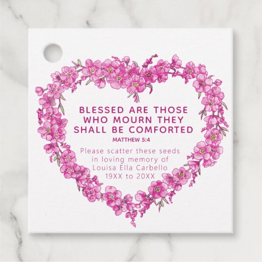 葬儀の記念忘れ贈り物ピンク・メ・not・シード フェイバータグ (正面)