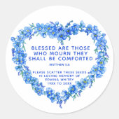 葬儀の記念贈り物の青いリース散布シード ラウンドシール (正面)