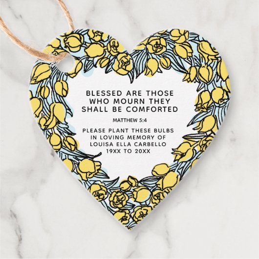 葬儀の記念贈与植物の黄色いチューリップ球根 フェイバータグ (正面)