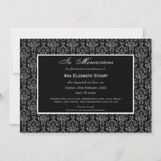 葬儀の記憶の死の通知の写真カード カード (裏面)