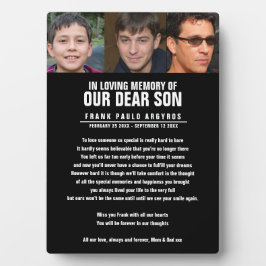 葬儀の追悼息子の黒詩写真 フォトプラーク