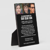 葬儀の追悼息子の黒詩写真 フォトプラーク (側面)