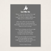 葬儀は白い鳩祈りの言葉詩のグレーのカードを行かせ (裏面)