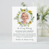 葬儀ひまわりユーカリ写真悔やみや弔慰 サンキューカード (スタンド正面)